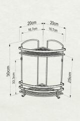 Geseus Paslanmaz Çelik İki Katlı Kancalı Banyo Köşe Rafı İnox BK082H