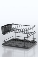 Geseus Home İki Katlı Modüler Tabaklık Bulaşıklık Mat Siyah KB10S