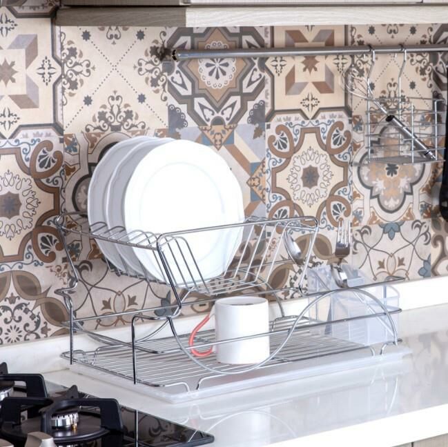 Geseus Home İki Katlı Tabaklık Bulaşıklık Krom Şeffaf KB009