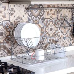 Geseus Home İki Katlı Tabaklık Bulaşıklık Krom Şeffaf KB009