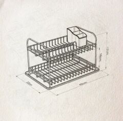 Geseus Home İki Katlı Tabaklık Bulaşıklık Krom Şeffaf KB007