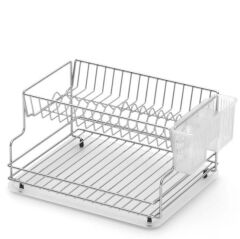 Geseus Home İki Katlı Tabaklık Bulaşıklık Krom Şeffaf KB005