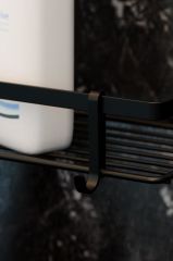 Geseus Üç Katlı Kancalı Banyo Rafı Mat Siyah ES065H