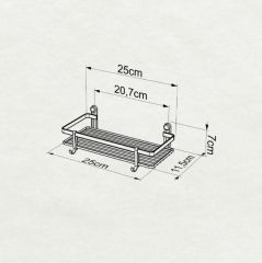 Geseus Tek Katlı Kancalı Banyo Rafı Mat Siyah ES081H