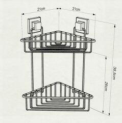 Geseus Yapışkanlı Krom İki Katlı Banyo Köşe Rafı EF257
