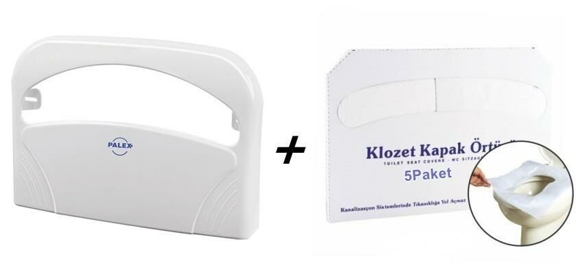 Klozet Kapak Örütüsü 5 Paket 1250 Adet+Palex Beyaz Klozet Örtü Dispenseri
