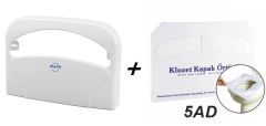 Klozet Kapak Örütüsü 5 Paket 1250 Adet + Palex Beyaz Klozet Örtü Dispenseri