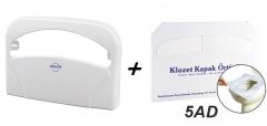 Klozet Kapak Örütüsü 5 Paket 1250 Adet+Palex Beyaz Klozet Örtü Dispenseri