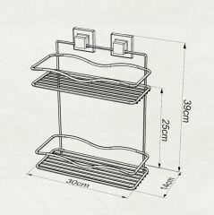 Geseus Yapışkanlı İki Katlı Baharatlık Mutfak Rafı Krom EF042