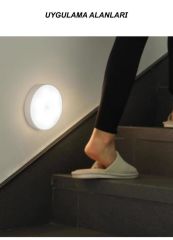 USB Şarjlı PIR Hareket Sensörlü Gece Lambası Magnet Mıknatıslı 4000K-Gün Işığı-4Adet