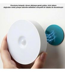 USB Şarjlı PIR Hareket Sensörlü Gece Lambası Magnet Mıknatıslı 4000K-Gün Işığı-2Adet