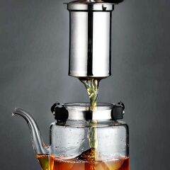 Ateşe Dayanıklı Çelik Süzgeçli Lüx Cam Demlik 1500ML-20833