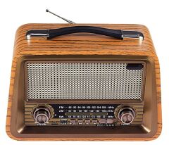 Nostaljik Ahşap Şarzlı 3 Bant Radyo,Tf,Usb Girişli,Fm Radyo,Bluetooth Bağlantılı- R-2066BT