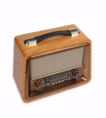 Nostaljik Ahşap Şarzlı 3 Bant Radyo,Tf,Usb Girişli,Fm Radyo,Bluetooth Bağlantılı- R-2066BT