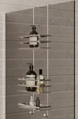 Geseus Üç Katlı Asmalı Banyo Duş Rafı Krom LM580