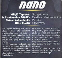 Geseus Nano Çift Taraflı Yıkanıp Tekrar Kullanılabilir Şeffaf Bant 19mmX1Mt