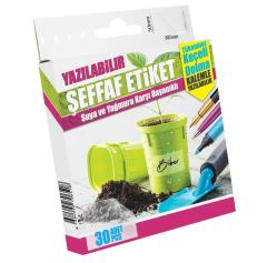 Suya Dayanıklı, Yazılabilen Şeffaf Etiket 8x5cm-30 Ad