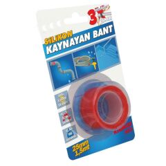 Silikon Kaynayan Çok amaçlı Bant Boru patlak Bandı 3Katına Kadar Esner Su Altında Uygulanabilir 25x1,5Mt-Kırmızı