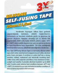 Silikon Kaynayan Çok amaçlı Bant Boru patlak Bandı 3Katına Kadar Esner Su Altında Uygulanabilir 25x1,5Mt-Kırmızı