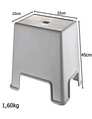 Geseus Banyo Taburesi  Büyük Boy Çok amaçlı Tabure Açık Gri -481