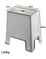 Geseus Banyo Taburesi  Büyük Boy Çok amaçlı Tabure Açık Gri -481