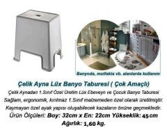 Geseus Banyo Taburesi  Büyük Boy Çok amaçlı Tabure Açık Gri -481