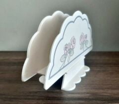 Masa Üstü Melamin Peçetelik Gül Desenli Krem-5 Adet