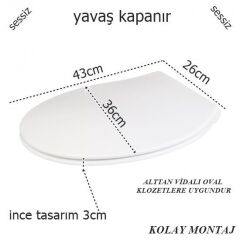 Geseus Acore Kelebek Amortisörlü Yavaş Kapanır Oval  Klozet Kapağı-968