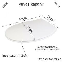 Geseus Acore Kelebek Amortisörlü Yavaş Kapanır Oval  Klozet Kapağı-968
