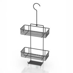 Duş Borusuna Asılabilir Kancalı İki Katlı Banyo Raf  Siyah BK-0068