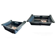 Buzdolabı Organizeri Boyu Ayarlanabilir Düzenleyici-Antrasit Siyah-8125