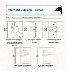 Geseus Va kumlu İki Katlı Banyo Rafı Şampuanlık Delme Vida Matkap Yok! Mat Siyah-DM242