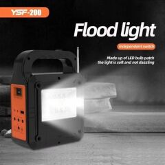 Kamp Lambası Güneş Enerjili Aydınlatma Sistemi 3Ampul,Powerbank,Işıldak,Radyo,Müzik Speaker,USB/TF 6000 Mah-GSU-200