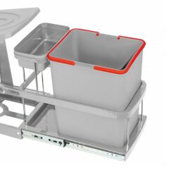 Çelik Ayna Teleskopik Raylı Dolap İçi Çöp Kovası+Poşetlik 16+1 Litre