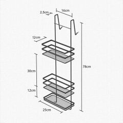 Geseus Üç Katlı Asmalı Banyo Duş Rafı Siıyah LM580
