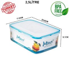 Moonstar Kilitli Contalı Hava Sızdırmaz Saklama Kabı 2.5Lt ML-161