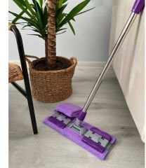 Çelik Ayna Kıskaçlı Cam Silme Mopu Mikrofiber Yedek Bezli Yer Duvar Fayans Silme Mopu