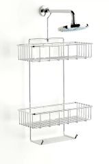 Duş Borusuna Asılabilir Kancalı İki Katlı Banyo Raf  Krom BK-0068