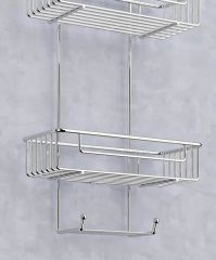 Duş Borusuna Asılabilir Kancalı İki Katlı Banyo Raf  Krom BK-0068