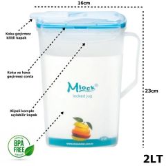 Moonstar Kilitli Koku Geçirmez Sürahi 2 Litre SU-808