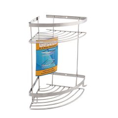 Geseus Paslanmaz İki Gözlü Banyo Köşe Rafı Şampuanlık 304 Kalite Paslanmaz Çelik-GNRL2014