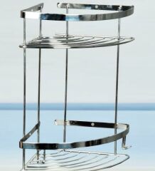 Geseus Paslanmaz İki Gözlü Banyo Köşe Rafı Şampuanlık 304 Kalite Paslanmaz Çelik-GNRL2014