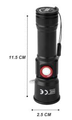 Polis Fener USB Şarjlı El Feneri Uzun Menzilli Zomlu Acil Durum Feneri Alüminyum Gövde 1000 Lümen-PT4060