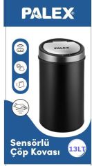 Geseus Palex Sensörlü Şarjlı 13 Litre Siyah Çöp Kovası