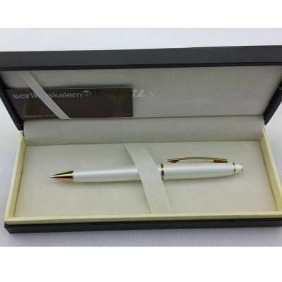 SCRİKSS 35 SATEN BEYAZ ALTIN TÜKENMEZ KALEM