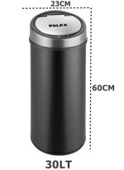 Geseus Palex Sensörlü Şarzlı 30 Litre Siyah Çöp Kovası-Güçlendrilmiş yeni kovalı