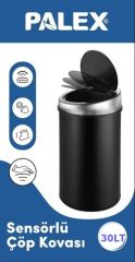 Geseus Palex Sensörlü Şarjlı 30 Litre Siyah Çöp Kovası-Güçlendrilmiş yeni kovalı