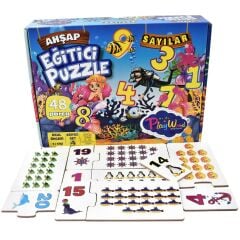Ahşap Eğitici Puzzle Sayılar 48 Parça Öğretici Puzzle