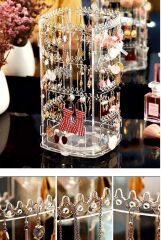 Takı Düzenleyici Organizer 360° Dönebilen Toka Küpe Düzenleme Standı Şeffaf