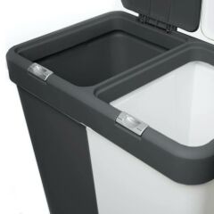 Motek Antrasit+Beyaz İkili Dokunmatik Kirli Çamaşır Sepeti 80 Litre